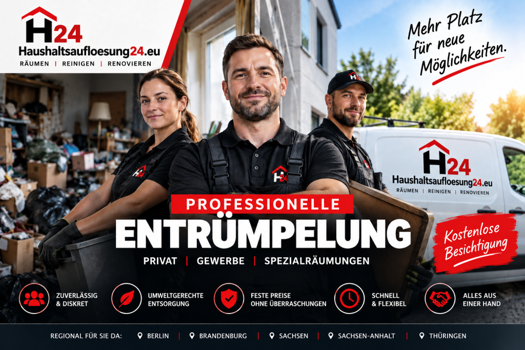 Haushaltsauflösung24 Professionelle Entrümpelung Haushaltsauflösung24 Illustratives Unternehmensmotiv von Haushaltsaufloesung24.eu für Haushaltsauflösung und Entrümpelung