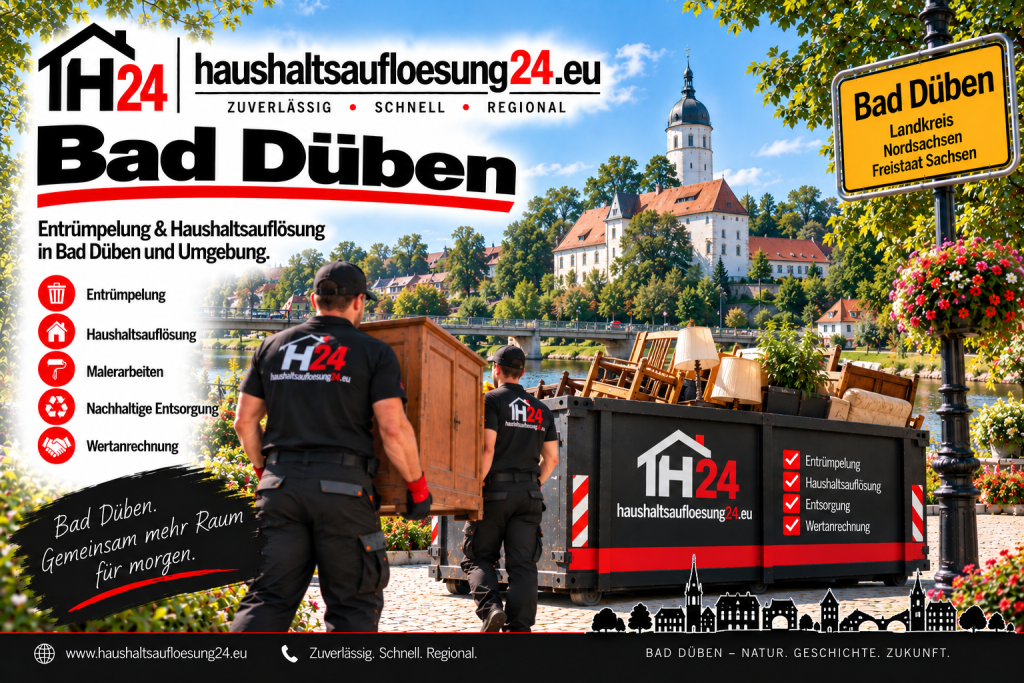 Haushaltsauflösung und Entrümpelung Bad Düben Haushaltsauflösung24 Gestaltetes Stadtmotiv Bad Düben zur Haushaltsauflösung und Entrümpelung