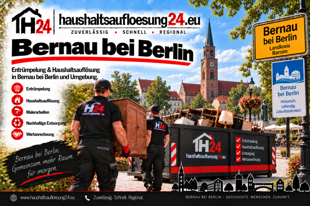 Bernau bei Berlin Haushaltsauflösung24 Gestaltetes Bernau-Motiv zur Haushaltsauflösung und Entrümpelung in Bernau bei Berlin