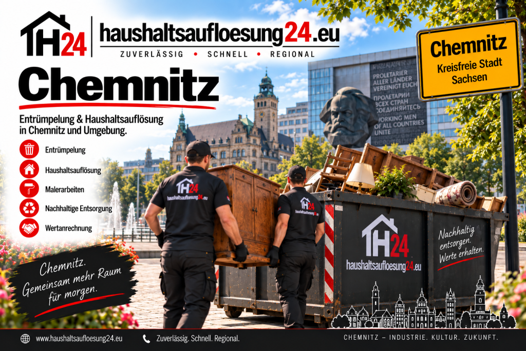 Haushaltsauflösung und Entrümpelung Chemnitz Haushaltsauflösung24 Gestaltetes Chemnitz-Stadtmotiv zur Haushaltsauflösung und Entrümpelung
