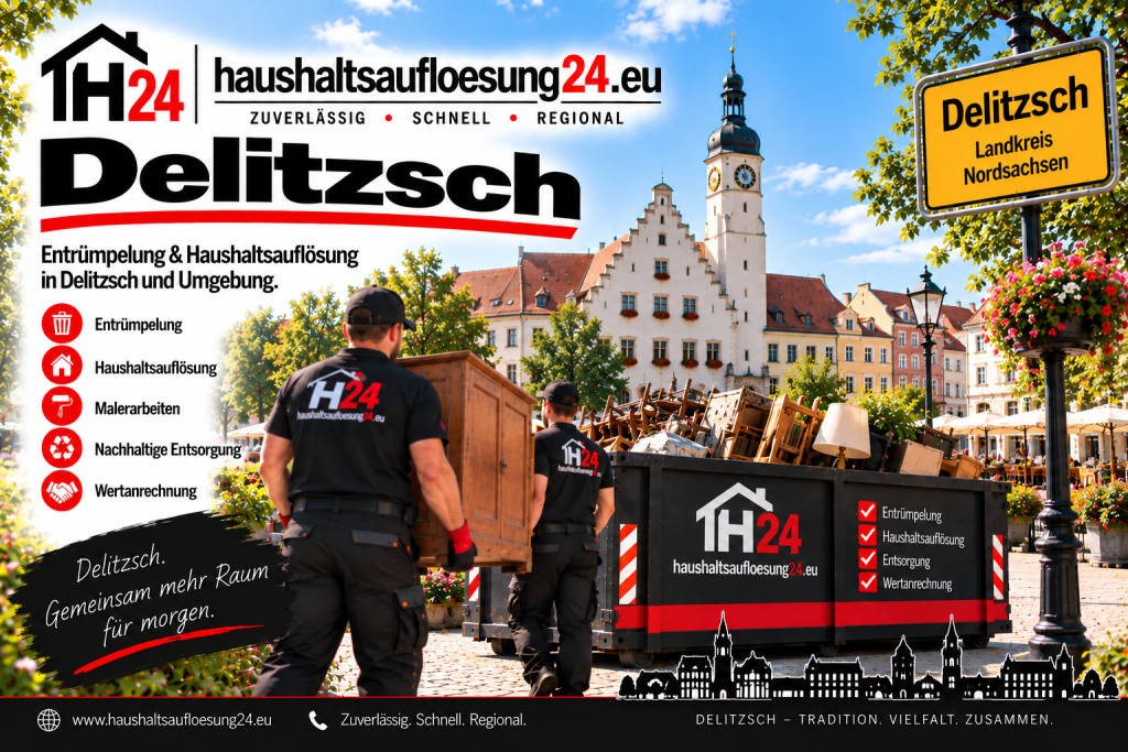 Haushaltsauflösung und Entrümpelung Delitzsch Haushaltsauflösung24 Gestaltetes Delitzsch-Motiv für Haushaltsauflösung und Entrümpelung