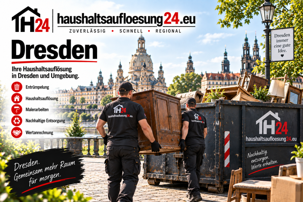 Haushaltsauflösung und Entrümpelung Dresden Haushaltsauflösung24 Gestaltetes Dresden-Motiv zur Haushaltsauflösung und Entrümpelung