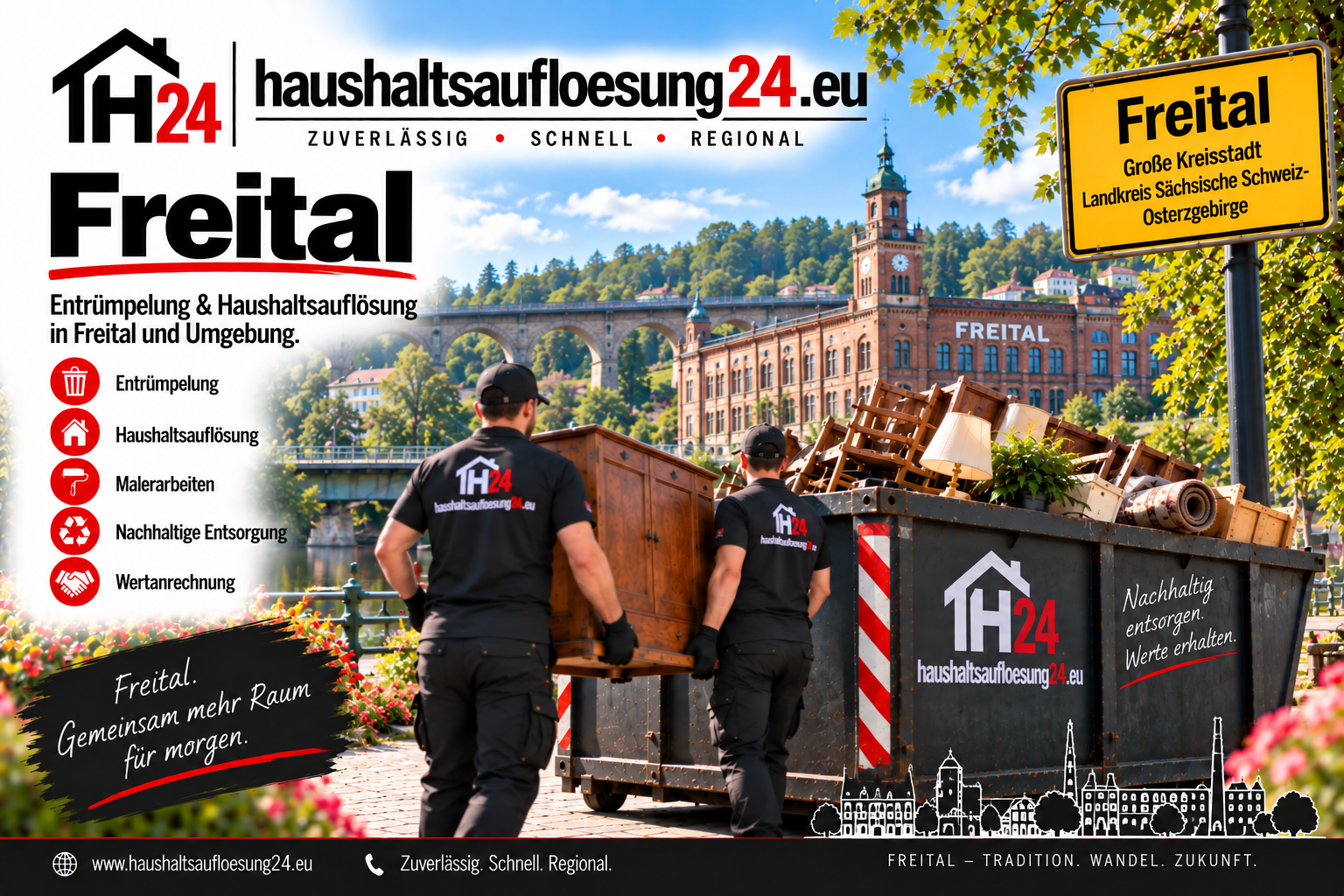 Illustratives Stadtmotiv Freital für Haushaltsauflösung und Entrümpelung