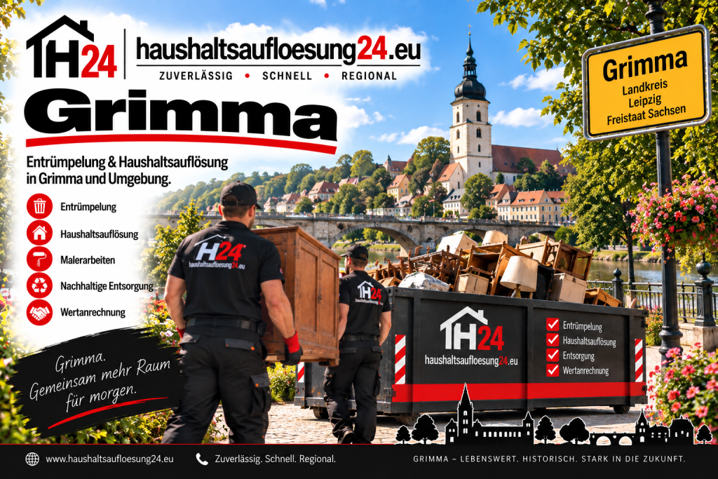 Gestaltetes Grimma-Stadtmotiv zur Haushaltsauflösung und Entrümpelung