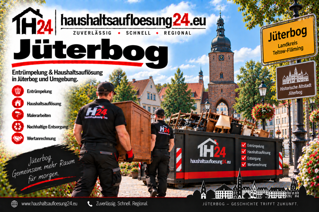 Jüterbog Haushaltsauflösung24 Gestaltetes Jüterbog-Motiv zur Haushaltsauflösung und Entrümpelung
