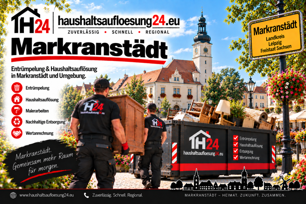 Illustratives Markranstädt-Stadtmotiv zur Haushaltsauflösung und Entrümpelung