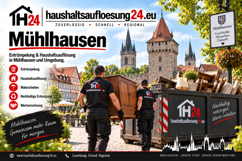 Gestaltetes Stadtmotiv Mühlhausen zur Haushaltsauflösung und Entrümpelung