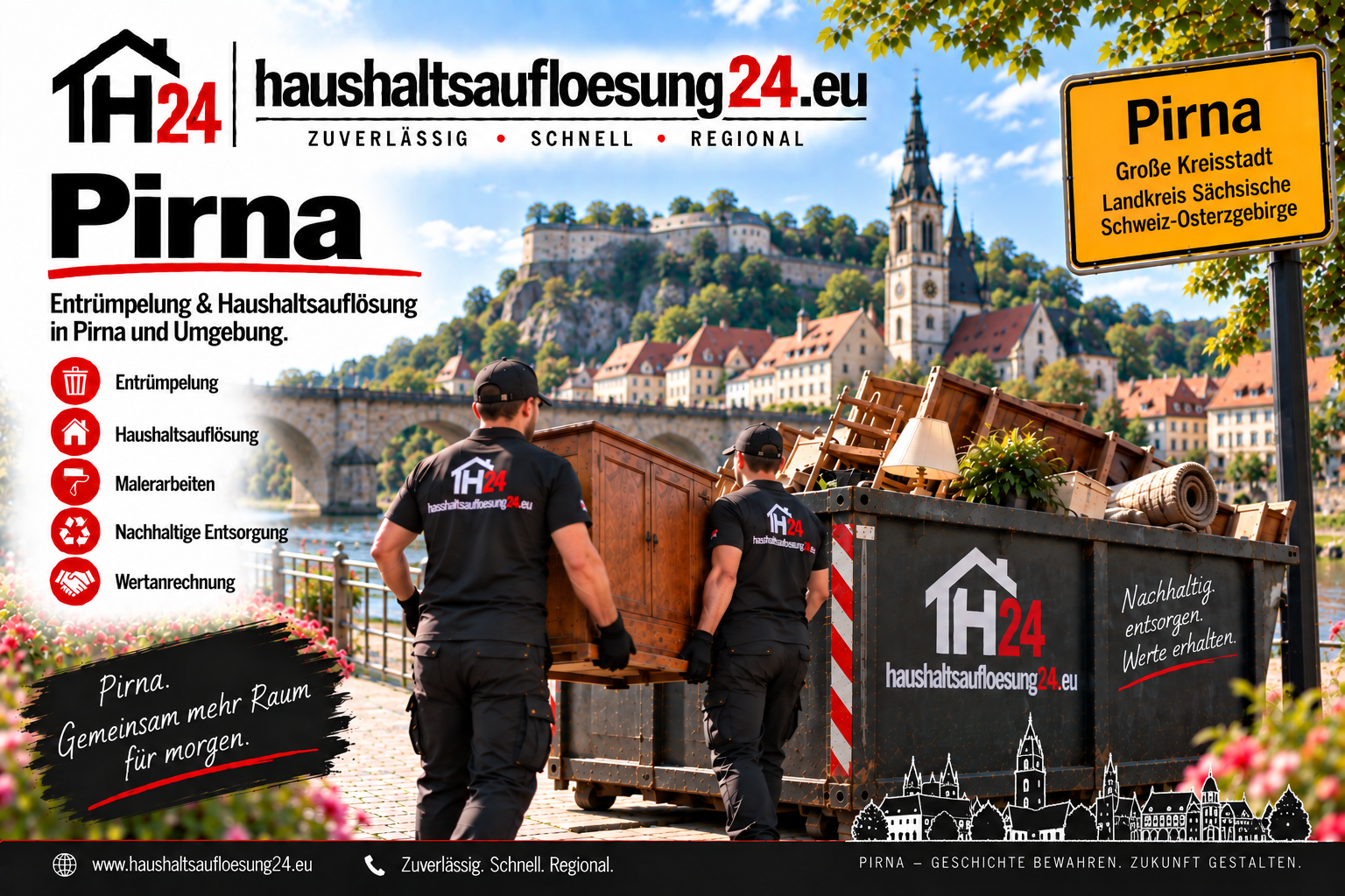 Pirna Haushaltsauflösung24 Illustratives Stadtmotiv Pirna zur Haushaltsauflösung und Entrümpelung