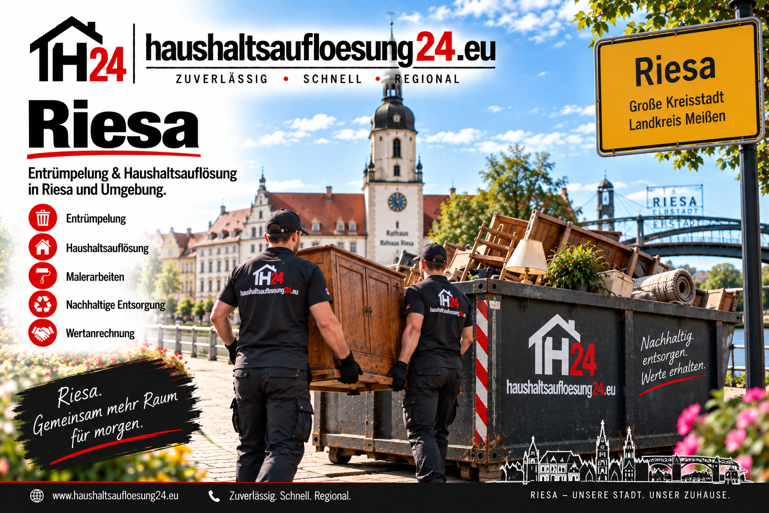 Haushaltsauflösung und Entrümpelung Riesa Haushaltsauflösung24 Gestaltetes Stadtmotiv Riesa zur Haushaltsauflösung und Entrümpelung