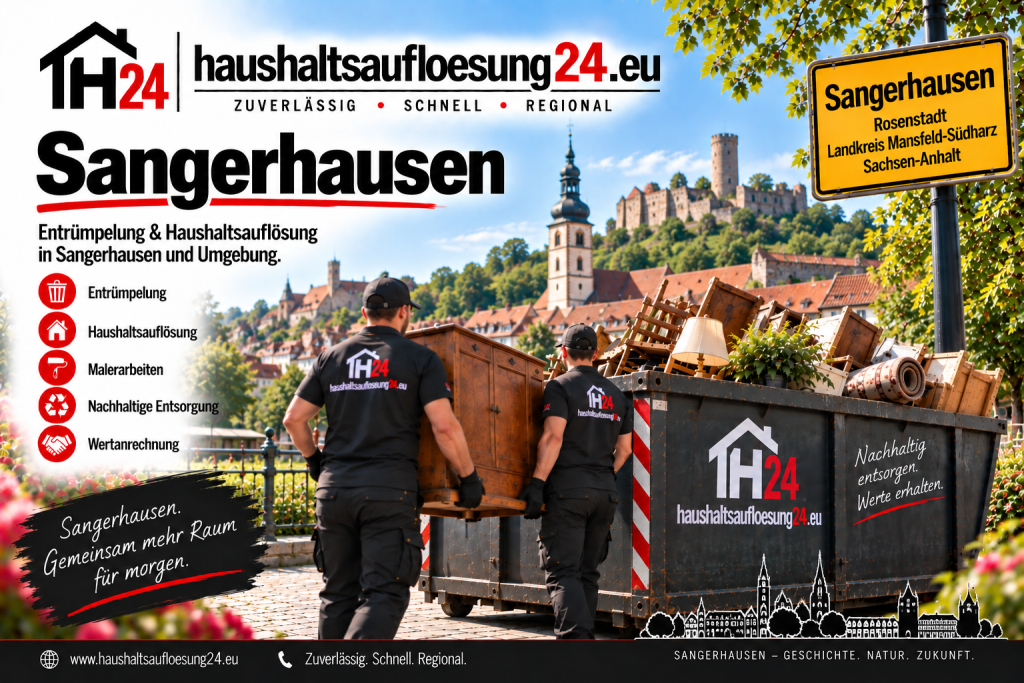 Gestaltetes Sangerhausen-Motiv zur Haushaltsauflösung und Entrümpelung