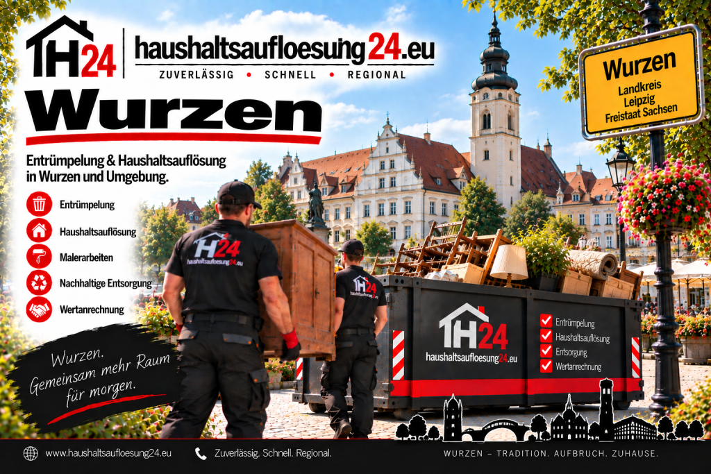 Gestaltetes Wurzen-Stadtmotiv zur Haushaltsauflösung und Entrümpelung