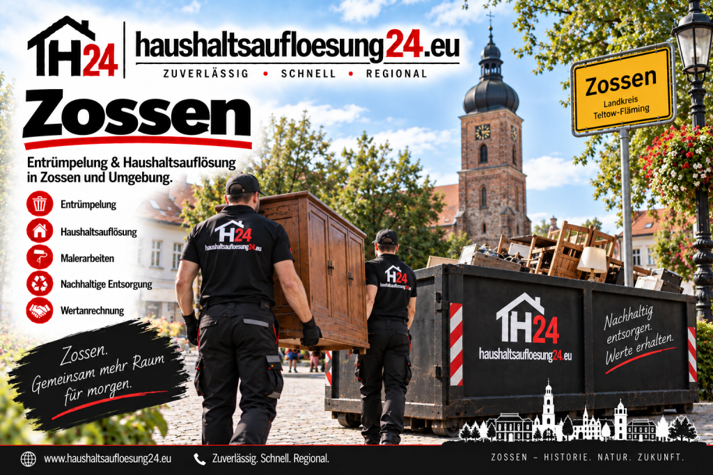 Gestaltetes Zossen-Motiv zur Haushaltsauflösung und Entrümpelung