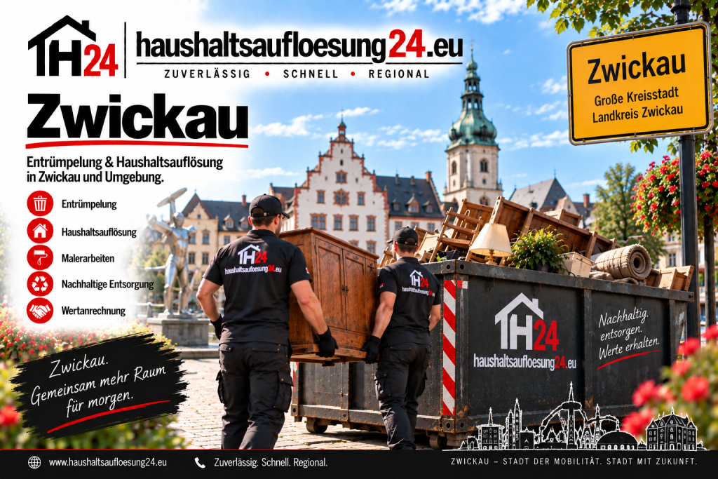 Zwickau Haushaltsauflösung24 Illustratives Stadtmotiv Zwickau zur Haushaltsauflösung und Entrümpelung
