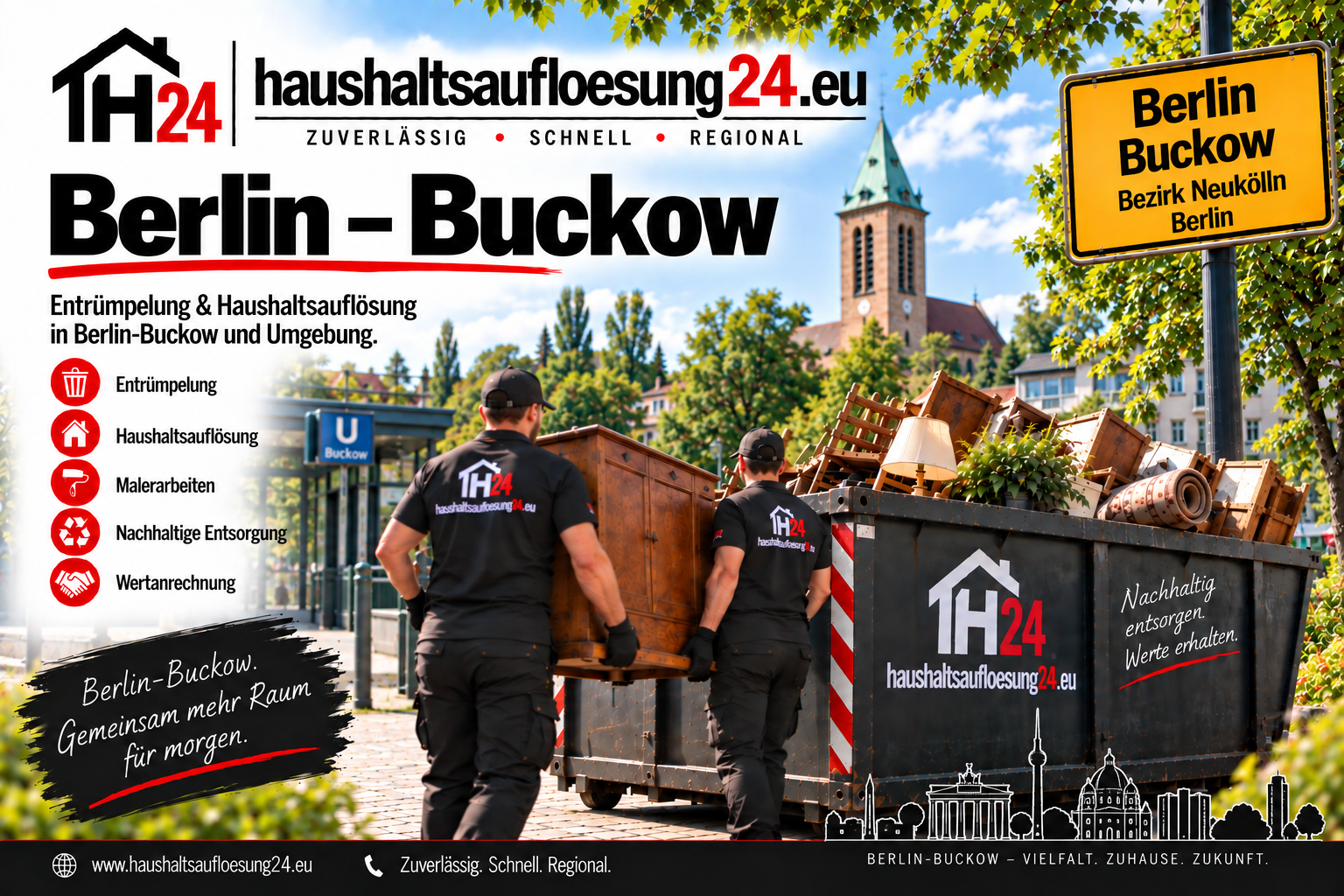 BerlinBuckow Haushaltsauflösung24 Illustratives Stadtmotiv Berlin-Buckow zur Haushaltsauflösung und Entrümpelung