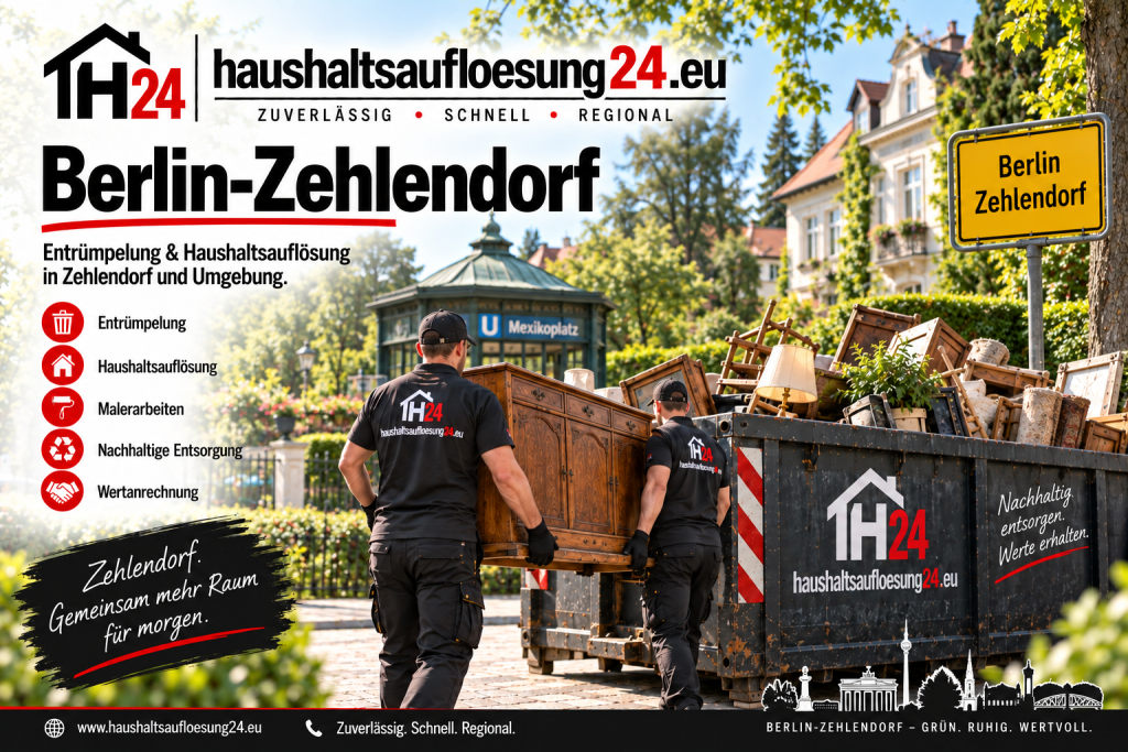 BerlinZehlendorf Haushaltsauflösung24 Illustratives Stadtmotiv Berlin-Zehlendorf zur Haushaltsauflösung und Entrümpelung