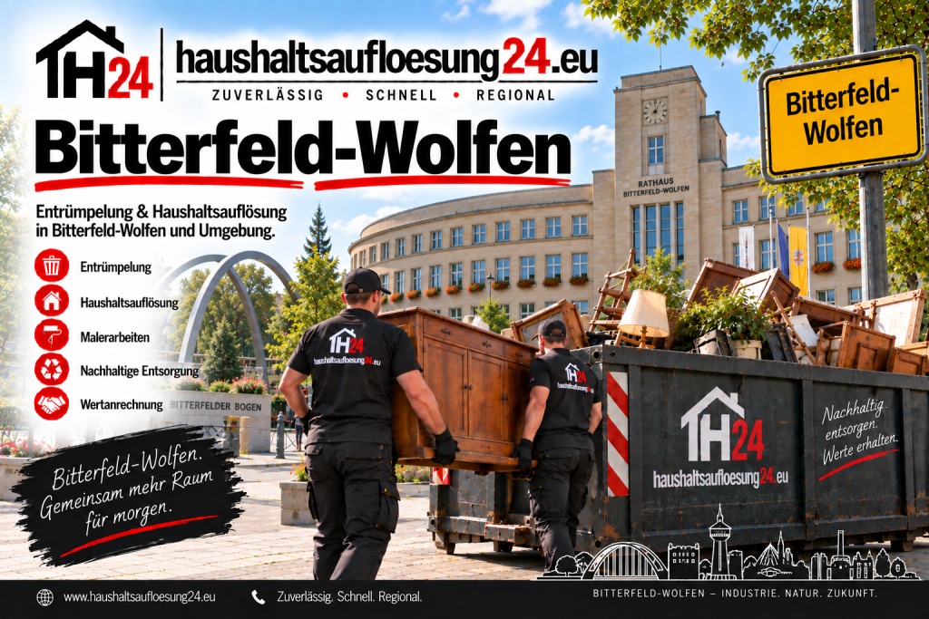 Illustratives Stadtmotiv Bitterfeld-Wolfen zur Haushaltsauflösung und Entrümpelung