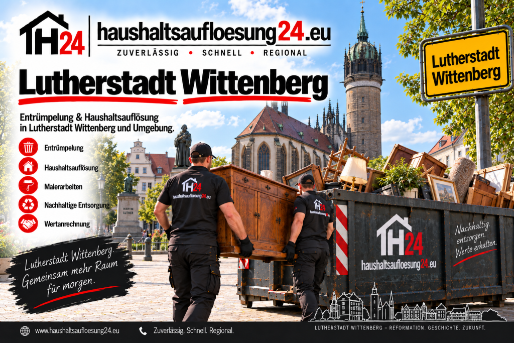 LutherstadtWittenberg Haushaltsauflösung24 Illustratives Stadtmotiv Lutherstadt Wittenberg zur Haushaltsauflösung und Entrümpelung